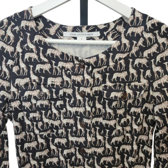 Diane Von Furstenberg 100% Silk Safari Romper, Size 4 - Picture 3 of 11